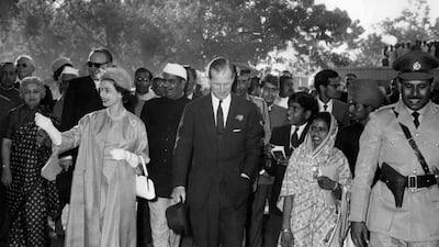 Queen Elizabeth II and Prince Philip, Duke of Edinburgh, at Bakrota, on January 24, 1961. AFP