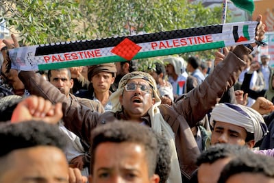 A pro-Palestine demonstration in Yemen. AFP