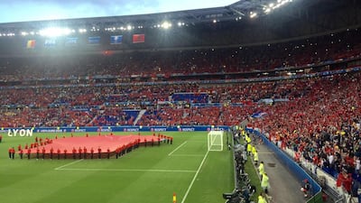 Albania fans at the Stade de Lyon for their final Euro 2016 Group A match with Romania. Andy Mitten for The National