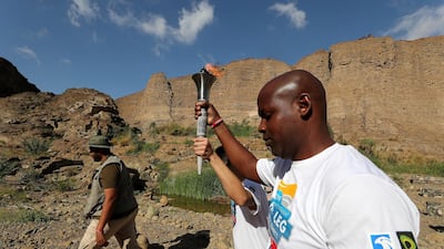 The Flame of Hope was guided through Fujairah on the first leg of an Emirates-wide tour. Pawan Singh/The National