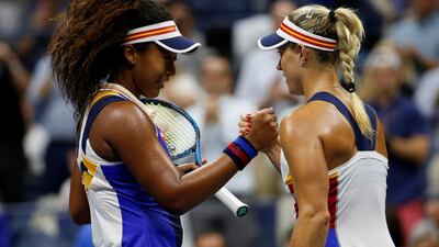 Naomi Osaka, left, made up for last year's disappointment with a memorable win over Angelique Kerber. Mike Segar / Reuters