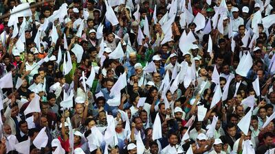 Bangladeshi demonstrators from the Federation of Bangladesh Chambers of Commerce and Industry (FBCCI) protest against unrest in Dhaka. Munir Uz Zaman / AFP