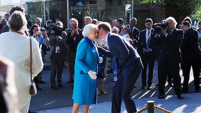 The queen and Prince Harry at the Chelsea Flower show in 2015. Getty