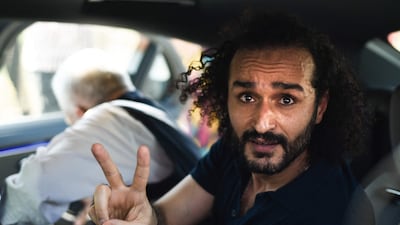 Egyptian activist Ahmed Douma, a leading figure in the country's 2011 uprising, following his release from prison on Saturday. AFP
