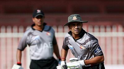 Khurram Khan (vice-captain): An appearance at the World Cup is a fitting finale to one of the greatest international careers by a cricketer outside the Test nations. The best player to have worn the grey of the UAE national team, he scored a tournament-record 581 runs at last year’s World Cup qualifier. The fact the Emirates Airline employee was relieved of the captaincy a month before the tournament may have been a surprise, but it is unlikely to hinder his output. Satish Kumar / The National