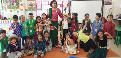 Noor Nazia with her kindergarten class. Photo: Noor Nazia