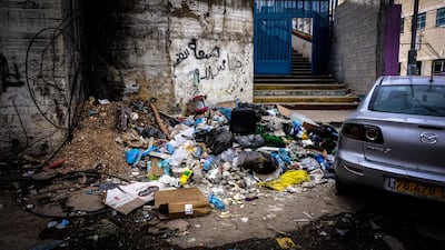 Rubbish piled up in Shuafat camp in Jerusalem. Jack Moore / The National