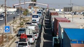 Vehicles wait to enter Syria from Jordan through the Jaber-Nassib border crossing in December 2024, after rebels toppled Bashar Al Assad. AFP