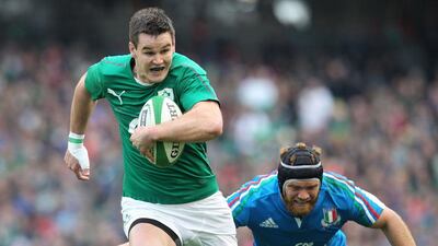 Jonathan Sexton and Ireland won the 2014 Six Nations tournament. Peter Muhly / AFP