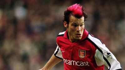 Freddie Ljungberg often sported a red mohawk look during his time at Arsenal. Allsport