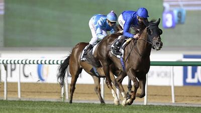 Hunter’s Light won Saturday’s Group 1 Jebel Hatta, but despite jockey’s James Doyle’s praise has not impressed. Jeffrey E Biteng / The National