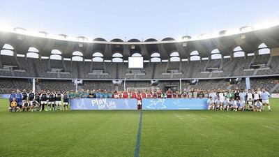 Opening ceremony. The UAE capital saw the first round of Play for Life Football Tournament, kick off on Sunday at the Zayed Sports City. Twelve teams met on the field to battle it out on behalf of their companies while promoting the positive impact of physical activity and a healthy lifestyle in preventing diabetes. Courtesy Strategic Solutions