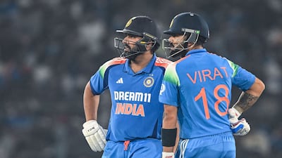 India captain Rohit Sharma, left, and Virat Kohli will be under pressure to help win the Champions Trophy in the UAE. AFP