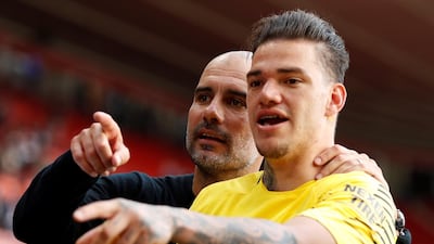 Pep Guardiola, left, and his signing of Ederson has played a role in the rise of the ball-playing goalkeeper. Reuters