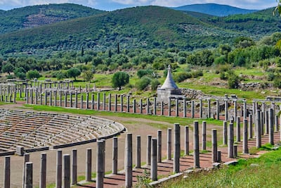 Ancient Messini is just a 45-minute drive from Kalamata and has well-preserved ruins from millenia ago. Getty Images