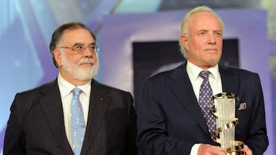 'Godfather' director Francis Ford Coppola presents an award to Caan during a tribute to his career, at the 10th Marrakesh International Film Festival in Morocco in 2010. AFP