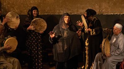 People watch the performance.