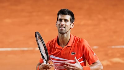 Novak Djokovic celebrates after winning his semi-final match against Argentina's Diego Schwartzman 6-3, 6-7 (2/7), 6-3. Giuseppe Maffia / Reuters