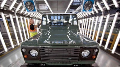 A Land Rover Defender at Tata Motors' Jaguar Land Rover manufacturing plant in Solihull, UK. Simon Dawson / Bloomberg