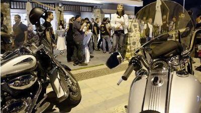 Bikers congregate outside the newly opened Biker Cafe on Beach Road, Jumeirah across from Mercato Mall. Antonie Robertson / The National