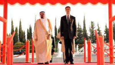 The Syrian president, Bashar Assad, right, and Kind Abdullah of Saudi Arabia in Damascus last month.