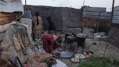 A displaced family at a temporary camp in Khan Younis, southern Gaza. EPA