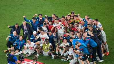 Switzerland celebrate qualifying for the last 16 AP