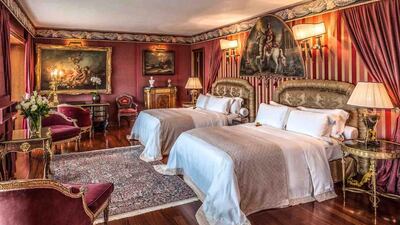 The Petronius Suite bedroom. Courtesy Waldorf Astoria Hotels & Resorts