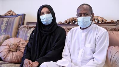 Abdullahi Rodhile was the first patient to recover from Covid-19 using stem cell therapy. His sister Zainab watched over him. Victor Besa / The National