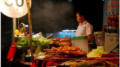 A street food stall in Vientiane.