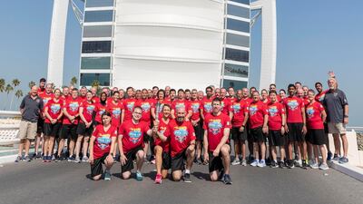 The torch run visits the Burj Al Arab in Dubai. Antonie Robertson / The National