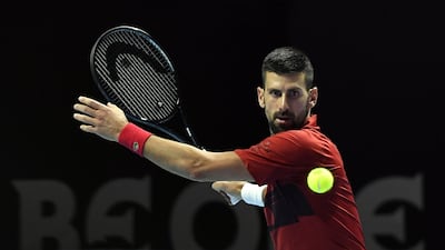 Novak Djokovic in action in Riyadh. EPA