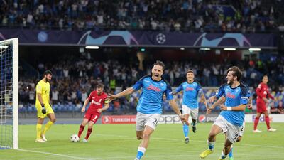 Piotr Zielinski celebrates his second and Napoli's fourth. Getty