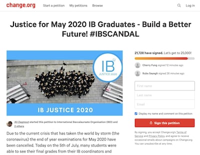 Almost 22,000 pupils have signed a petition asking for transparency, free remarking, and for pupils to be allowed to sit IB examinations free of charge.