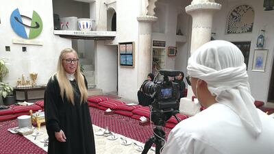 Emma Allison an English teacher from the UK is interviewed about her experiences in the UAE thus far at the Sheikh Mohammed Centre for Cultural Understanding. Courtesy Angelo Silva