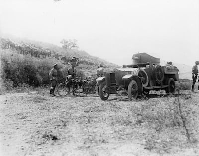 A patrol in the hills during the The Battle of Megiddo in Palestine, 1918. Alamy