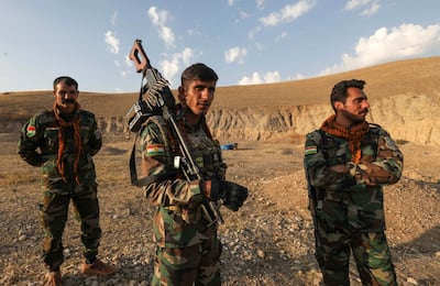 Kurdish Peshmerga fighters stationed near the city of Altun Kupri in Iraq's Kurdistan Region in November 2022. AFP