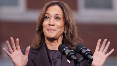 Vice President Kamala Harris delivers her concession speech in Washington. AP