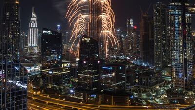 Burj Khalifa's New Year's Eve fireworks taken from Shangri-La Hotel's roof top. Ruel Pableo for The National