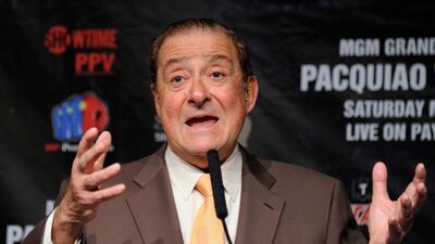Top Rank Founder and CEO Bob Arum speaks during the final news conference for the bout between boxers Manny Pacquiao and Shane Mosley at the MGM Grand Hotel/Casino May 4, 2011 in Las Vegas, Nevada. Ethan Miller/Getty Images