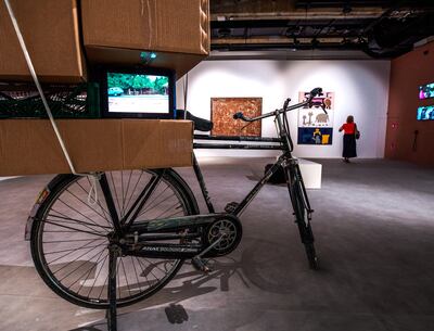 A mixed media piece by the artist from 2014 called Bendskin Cotonou B. Photo: Victor Besa / The National