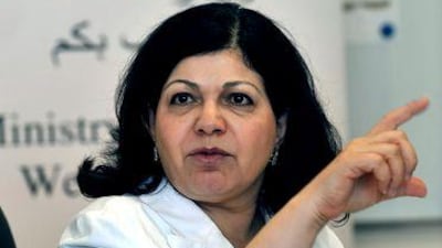 Dr Khairya Moosa speaking during a press conference at the Health Ministry offices in Manama yesterday.