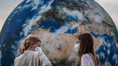 A giant inflatable model of the Earth in Prague. IMF says economic fallout of Covid-19 pandemic for developing countries would make achieving the UN’s 2030 Sustainable Development Goals difficult. EPA