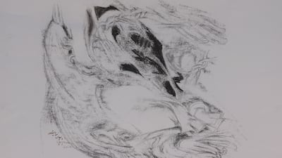 A charcoal drawing on paper shown at his solo exhibition in 2015. Photo: Green Art Gallery