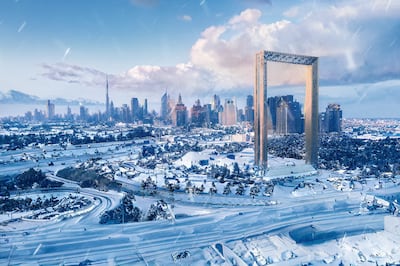 The first photo digital artist Jyo John Mulloor created of snowy Dubai took him more than 14 hours. Photo: Jyo John Mulloor
