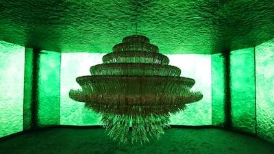 Dubai Design Week features exhibitions, workshops, an art fair and one-off installations such as the Monolite chandelier seen here. Chris Whiteoak / The National