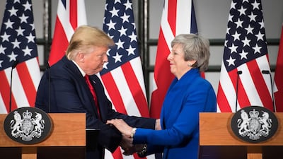 US President Donald Trump and Britain's Prime Minister Theresa May attend a joint press conference at the Foreign and Commonwealth office in London on June 4, 2019. AFP