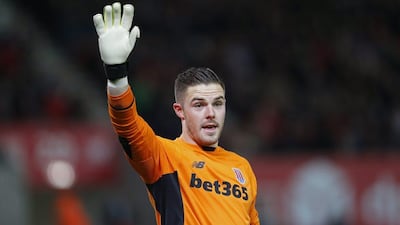 Stoke City keeper Jack Butland shown during his team's League Cup quarter-final win over Sheffield Wednesday on Tuesday night. Carl Recine / Action Images / Reuters / December 1, 2015