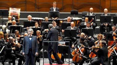 Andrea Bocelli and the Cameristi of the Maggio Musicale Florentino officially opening Pitti Uomo with a rousing performance at the new Opera di Firenze. Courtesy Pitti Immagine