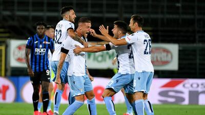 Sergej Milinkoivc Savic of Lazio celebrate his team's second goal.Getty Images